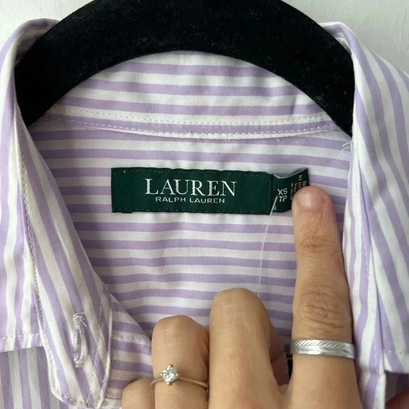 Ralph Lauren Lilac and White Striped Button Down Shirt - Picture 3 of 12